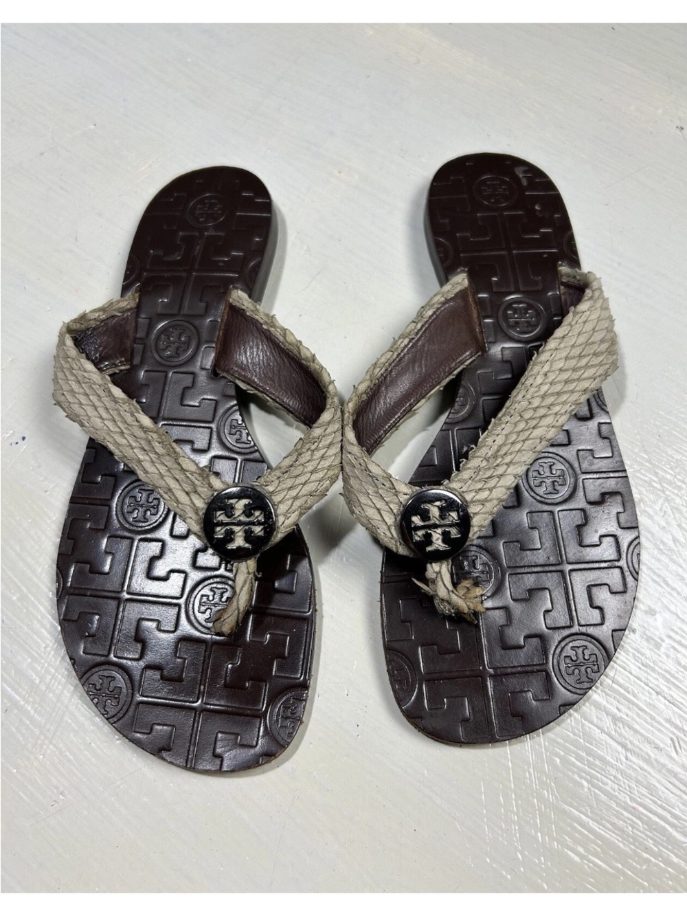 Tory Burch Thora Mini Women’s Size 5 M Genuine Leather Thong Sandals